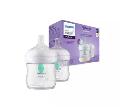 Бутылка Natural Response Airfree Vent 125 мл, 2 шт. в упаковке, бутылочка Natural Response Baby Easy Feeding Bottle Included 0m + соска [Товар]