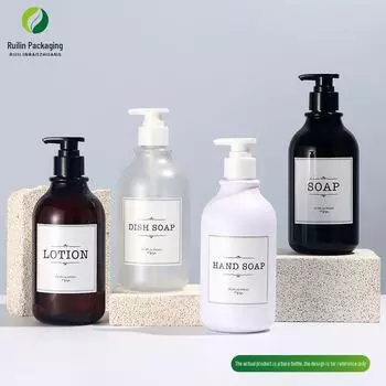 Бутылка ПЭТ с круглым плечом Spot 300/500 мл для лосьона, шампуня, геля для душа, мыла для рук 300ml прозрачный