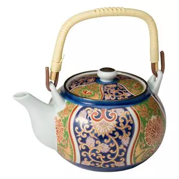 Бутылка Ranchant из глины, синяя парчовая керамика Arita, сделано в Японии (M) (с виноградом) 16,5x13x9,7(см) синий