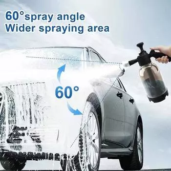 Бутылка-распылитель для автомойки 2 л, ручной насос, распылитель пены, пистолет-распылитель для снега, насадка для мытья окон автомобиля, распылитель с клапаном сброса давления серый