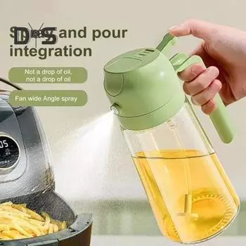 Бутылка-распылитель для масла 2 в 1, стеклянный дозатор и распылитель для масла 500 мл, эффективный контроль масла, многофункциональный кухонный инструмент для приготовления оливкового масла, уксуса чёрный