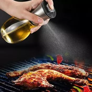 Бутылка-распылитель для масла, идеально подходит для приготовления пищи на кухне и фритюрницы, стеклянная бутылка из нержавеющей стали, распылитель для масла, кухонные гаджеты 200 мл