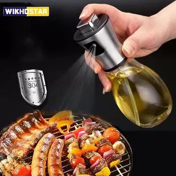 Бутылка-распылитель для масла из нержавеющей стали, 200 мл, идеально подходит для кухонной кухни и фритюрницы, стеклянный распылитель масла из нержавеющей стали