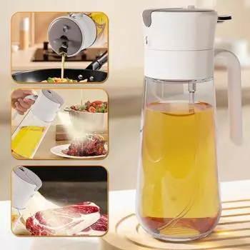 Бутылка-распылитель для оливкового масла 2 в 1, дозатор масла для кухни, автоматическая откидная крышка, спрей, пищевое стекло, не содержит BPA, бутылка для масла для кухни 550ML