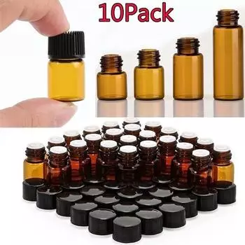 Бутылка с эфирным маслом 1 мл 2 мл 3 мл Косметическая пробная маленькая стеклянная бутылка Коричневая маленькая бутылочка с эфирным маслом 10pcs 3ml