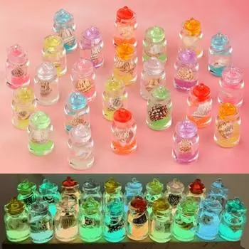 Бутылка с имитацией раковины, светящаяся в темноте, мини-прозрачная бутылка, домашний офис, настольный брелок для ключей, рюкзак, подвесное украшение, подвеска на Рождество