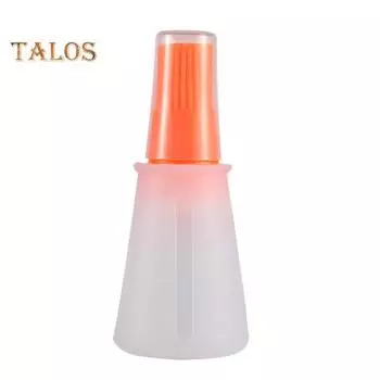 Бутылка с масляной кистью и мерным колпачком. Пищевая силиконовая кисть. Чистая шкала. Дизайн резьбы. Гибкий корпус. Контроль масла. Барбекю. синий