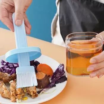 Бутылка с масляной кистью, сбалансированная плоская головка, нанесение прозрачной кухонной, устойчивой к высоким температурам масляной кисти для домашнего использования синий