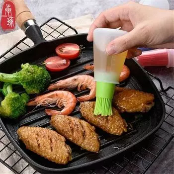 Бутылка с силиконовым маслом, масляная щетка, кухонная щетка для выпечки, барбекю, кондитерских изделий, стейка, кухонные инструменты для приготовления пищи 1pcs розовый