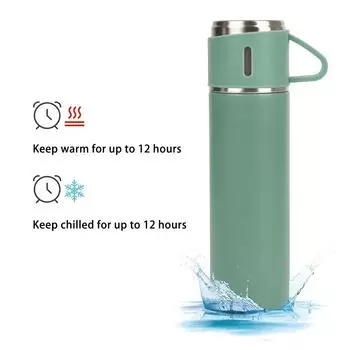 Бутылка с вакуумной изоляцией и чашкой 500 мл из нержавеющей стали, термос, бутылка для кофе с термоизоляцией для улицы 501-600ml