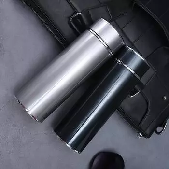 Бутылка с вакуумной изоляцией из нержавеющей стали 304, деловая мужская и женская подарочная чашка, чайная чашка с принтом и надписью 400ml серый