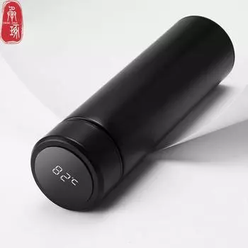 Бутылка с водой из нержавеющей стали с умной изоляцией, герметичная двойная стенка, позволяющая сохранять напитки горячими и холодными, жидкокристаллический дисплей температуры. 500ml красный