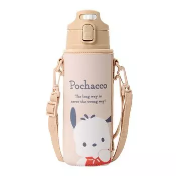Бутылка Sanrio из нержавеющей стали с местом для хранения в холодильнике, крышка One Touch Direct Drinking 095672, Pochacco, для детей, только, емкость 470 мл,