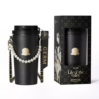 Бутылка-стакан GERM Tumbler Mug Bottle 500 мл Lily of the Valley Coffee из нержавеющей стали 316L с двухсторонней изоляцией, вакуумной изоляцией, герметичной многослойной структурой.