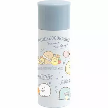 Бутылка Sumikko Gurashi Lunch Market Compact 2WAY из нержавеющей стали со средней пробкой KA10102 San-X серый
