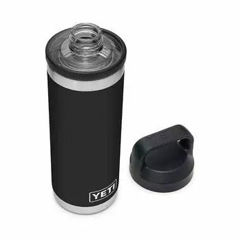 Бутылка YETI Rambler 18 унций из нержавеющей стали с вакуумной изоляцией и крышкой-заглушкой чёрный