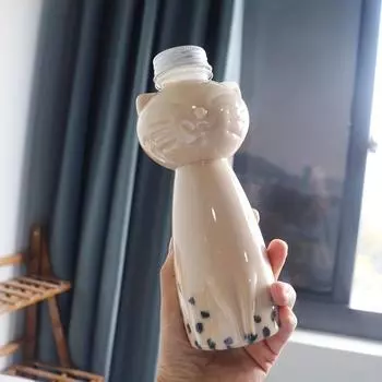 Бутылки для воды Kawaii Cat для молока, чая, кофе, сока, портативная питьевая чашка для дома, прозрачная бутылка для сока 1pc