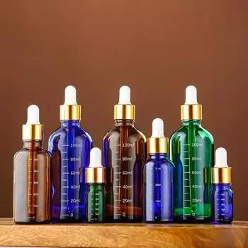 Бутылки-капельницы со шкалой 5–100 мл, реагентные капли для глаз, янтарное стекло, ароматерапевтическая жидкая бутылка-пипетка, дорожные многоразовые бутылки 1Set5ml30ml50ml100ml