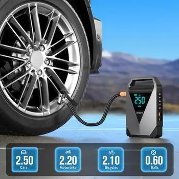 BUVAYE 12000mAh автомобильный пусковой воздушный насос 150PSI воздушный компрессор шинный насос 2500A автомобильный усилитель пускового устройства аккумуляторная батарея усилитель серебряный