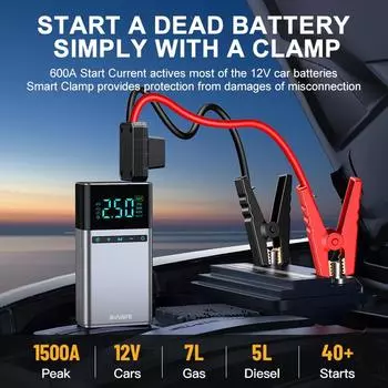 BUVAYE 1500A автомобильный пусковой агрегат 150PSI воздушный компрессор 12000mAh внешний аккумулятор портативный усилитель аккумулятора накачивающий шинный насос светодиодный фонарь сумка EVA Battery Powered