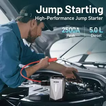 BUVAYE Автомобильный пусковой воздушный компрессор с внешним аккумулятором Портативный усилитель аккумулятора Электрический воздушный насос для накачивания шин мотоцикла