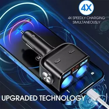 BUWEI Upgrade 90W USB автомобильная зарядная розетка Dual QC3.0 сверхбыстрая зарядка многофункциональная розетка-разветвитель регулируемая на 180°
