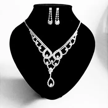 Buy Bridal Necklace Jewelry Two-Piece Set Rhinestone Claw Chain Jewelry Set