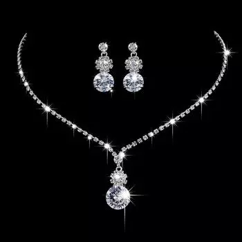 Buy Ol Full Diamond Sunflower Sparkling Zircon Necklace Earrings, Bridal Accessories 459