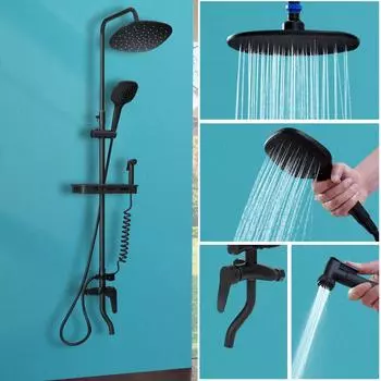 BVSOIVIA 4-ходовой смеситель для душа в ванной комнате, смеситель для душа, горячей и холодной воды, смеситель для биде, полка для душа для ванной комнаты, набор смесителей для душа