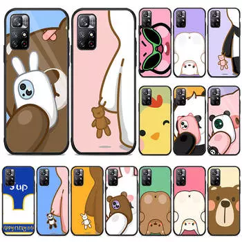BW-5 Cartoon Animals Soft Black Case for Samsung S22 S23 S21 S24 FE Ultra iPhone XR 14 15 11 12 13 6 7 8 X XS Pro Max S8 Plus