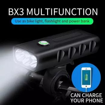 BX3 Велосипедный фонарь T6 Фонарик для ночной езды Супер яркие передние фонари Перезаряжаемый сильный светильник Велосипедное оборудование T6 LED Beads 2400mAh