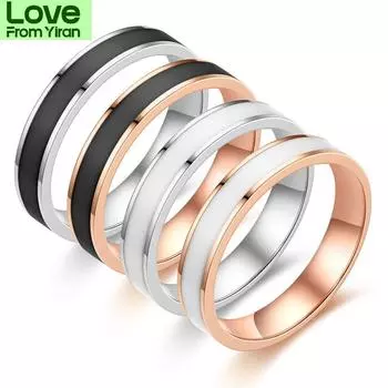 Bxzyrt 4 мм Парное кольцо из нержавеющей стали, черные, белые, эпоксидные кольца для девушек, женщин, мужчин, парные кольца, золотые обручальные кольца, ювелирные изделия 8 серебро белый