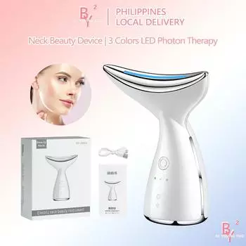 BY2 Массажер для лица для шеи, устройство для красоты лица, светодиодная фотонная терапия, V-линия, лифтинг для лица, EMS, устройство для лифтинга лица белый