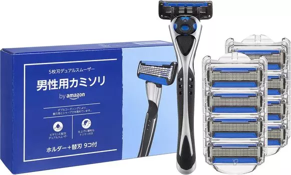 by Amazon Dual Smoother Razor Body Body 8 Replacement Blades 5-Blade Men s (Holder) (Blade Included) + (SOLIMO)