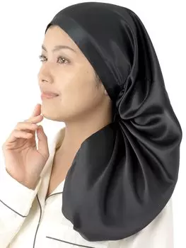 by beauty Шелковая ночная шапочка для длинных волос 6A Натуральный шелк 19 момме Шелковая шапочка Лента Регулируемый размер Цилиндрическая Красивые волосы Предотвращает секущиеся кончики [miery]