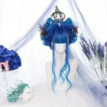 Bybrana дамы большая волна челка градиент цвета длинные волосы синтетические волосы косплей парик 60cm