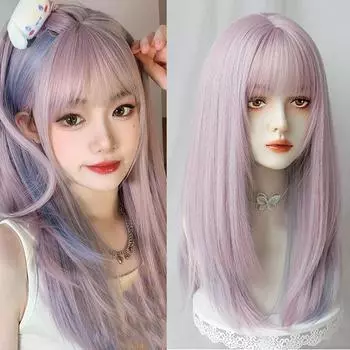 Bybrana Длинные объемные синтетические парики с челкой Натуральная волна для женщин Косплей Натуральный парик Термостойкий