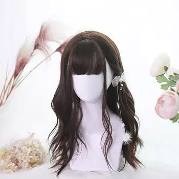 Bybrana Длинные прямые черные синтетические парики с челкой для женщин Афроамериканская Лолита Ежедневная вечеринка Термостойкое волокно