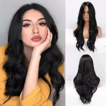 Bybrana длинный волнистый парик средней части волос косплей натуральный термостойкий синтетический парик для женщин