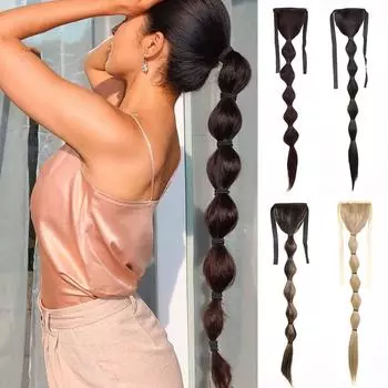 Bybrana Lantern Bubble длинный хвостик для наращивания волос для женщин, хвостик на шнурке, синтетические волосы для наращивания, хвостик 18inches