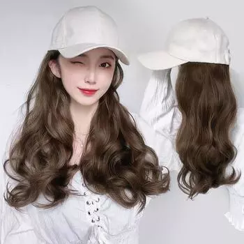 Bybrana Натуральный черный длинный волнистый синтетический парик, бейсболка, регулируемая кепка для девочек