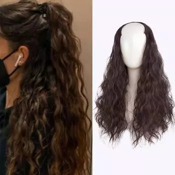 Bybrana V-образные наращивание волос, струящаяся вода, черные, коричневые парики из синтетических волос