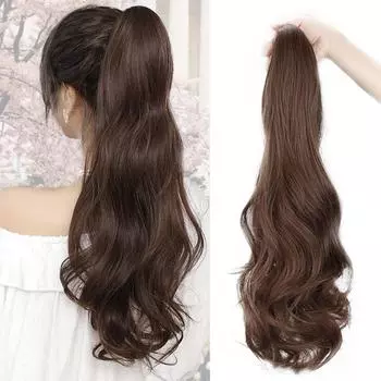 Bybrana Жемчужный резинка для волос с хвостиком, черно-коричневый парик из синтетического волокна