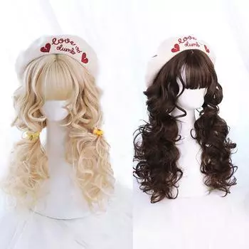 Bybrana Женщины Большая волна Челка Длинные волосы Ежедневное использование Синтетические волосы Косплей 55cm