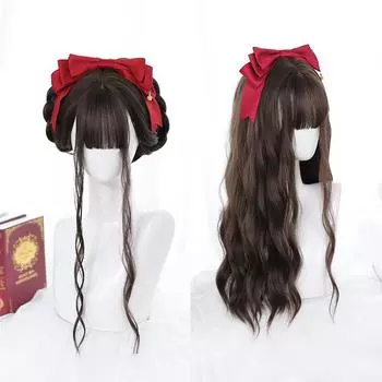 Bybrana Женская челка на длинные волосы Большие волны Повседневное словосочетание Лолита Милый стиль