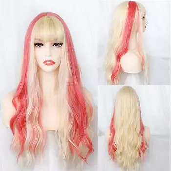 Bybrana Женские длинные волосы без челки, большие волны и блестящие синтетические волосы, ежедневная одежда косплей 65cm