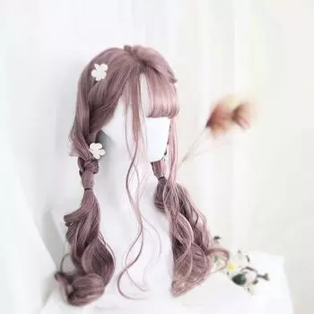 Bybrana женские длинные волосы Лолита челка розовый парик синтетические волосы термостойкие милые вечерние 60cm