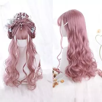 Bybrana Женский парик Челка Вьющиеся волосы Длинные волосы Повседневные милые синтетические волосы 60cm