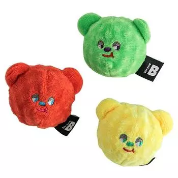 Bye Me Dog Bear Candy Ball Squeak Toy Набор из 3 предметов 5,5 x 5,5 см, красный, зеленый, желтый, 1 комплект