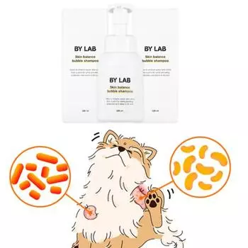 Bylab Skin Balance Bubble Dog Shampoo Straight Foam Гипоаллергенный медицинский шампунь для отшелушивания и ополаскивания 320 мл 1 комплект, 1 шт., Корейский шампунь для домашних животных